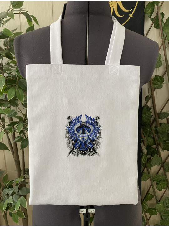 Shopper embroidered with the Grey Warden crest from Dragon Age